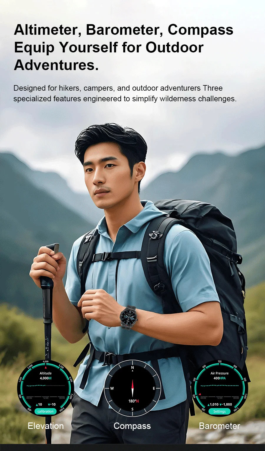 2026 New Military Smart Watch 1000Mah Battery GPS trace Compass 10ATM Waterproof Tactics Sport Flashlight call Smart Watch Men