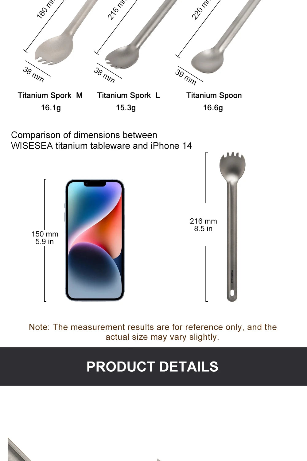 Widesea Camping Titanium Spork  Spoon Outdoor Lightweight Fork Tableware Portable Picnic Hiking Travelling Ultralight Dinnerware
