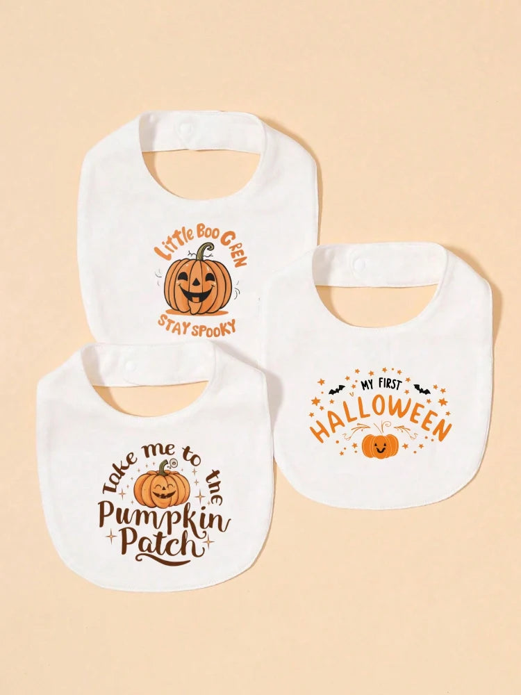 3pcs Ghost Pumpkin Halloween Pattern Baby Water owel Soft and Absorbent Feeding Paddle Baby Accessories