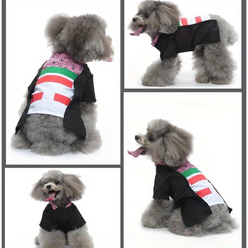 Japanese Kimono Pet Halloween Costume for Small Dogs and Cats – Cosplay Outfit for Puppy Kitten Dress Up