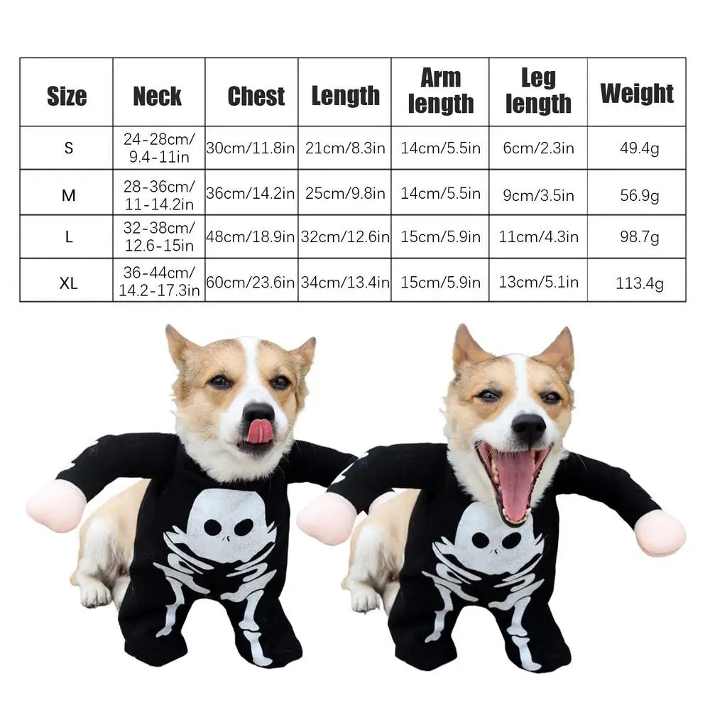 Glow-in-the-Dark Dog Skeleton Halloween Costume – Funny Pet Outfit