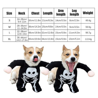 Glow-in-the-Dark Dog Skeleton Halloween Costume – Funny Pet Outfit