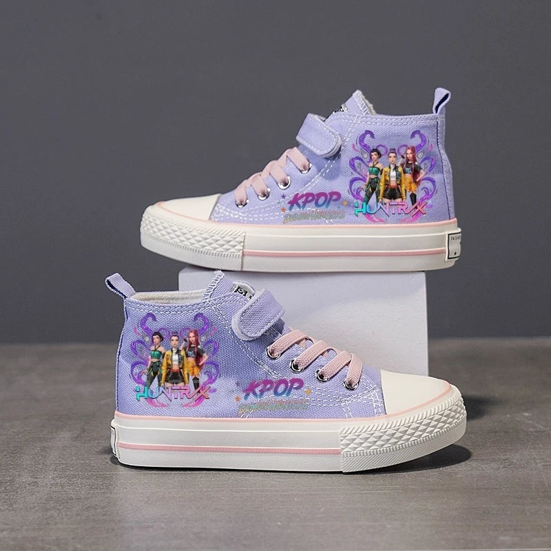 Children Casual Sneakers Girls' High-Top Canvas Shoes KPop New Student Running Kids basket Shoes Rumi Tennis Shoes