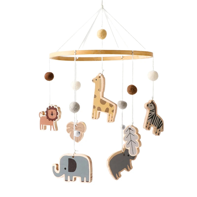 Wooden Baby Crib Mobile with Music Box – Bed Bell Hanging Rattle for Newborns 0-12M - I YAN