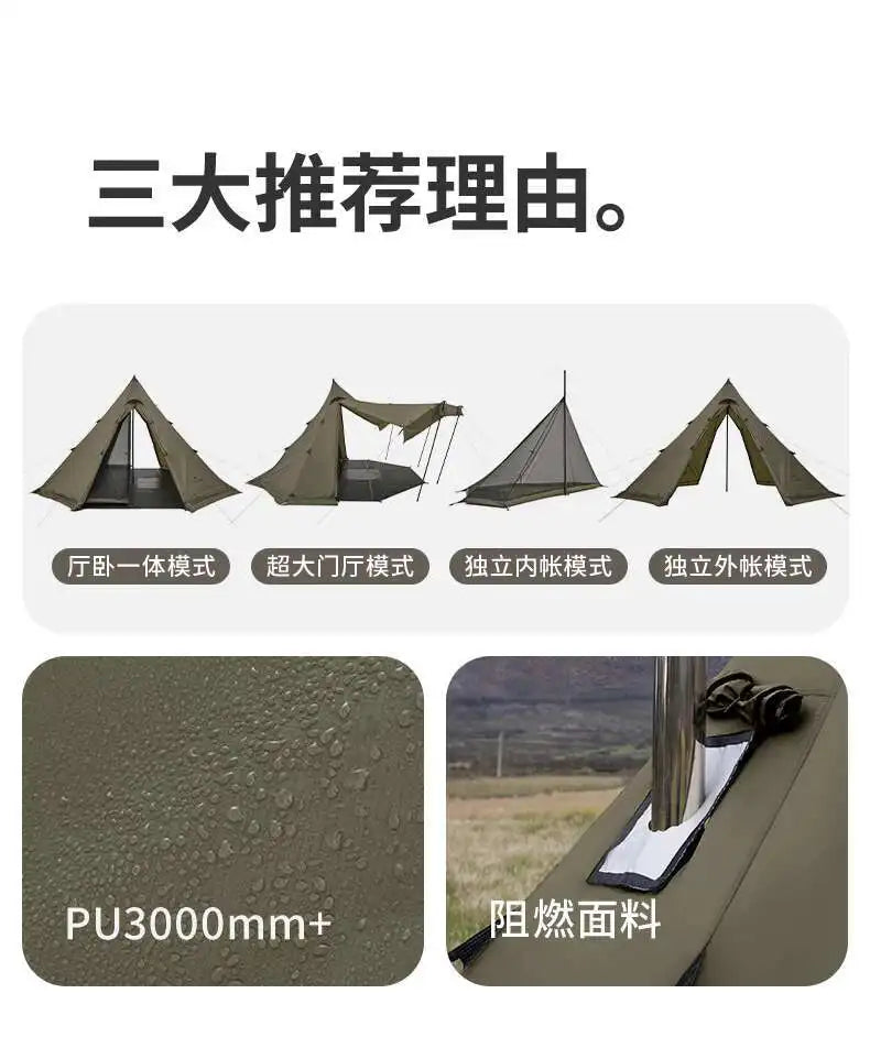 Naturehike Pasture Fire Octagonal Pyramid Tent Outdoor Camping Overnight Equipment