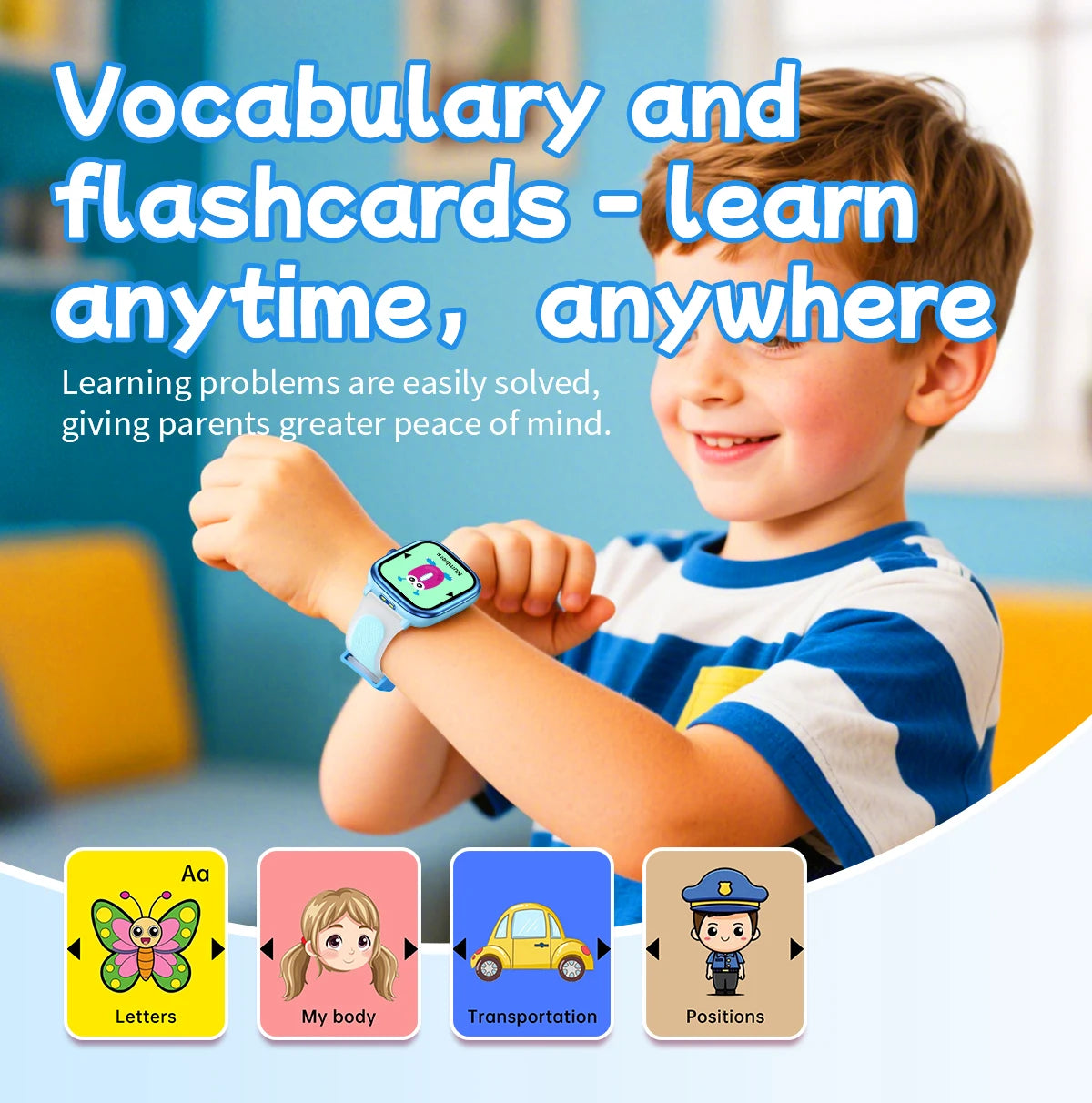 2026 Children's Smart Watch Multiple Learning Modes – Early Education Health Monitor LED Flashlight IP68 Waterproof - I YAN