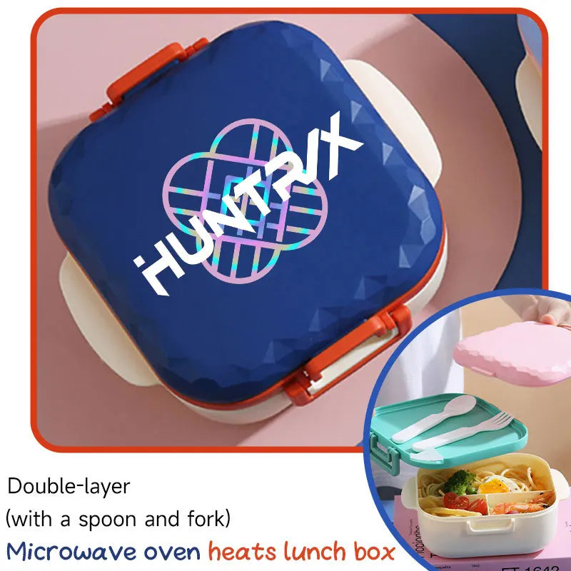 I YAN 800ml BPA-free lunch box with spoon and fork, microwave-safe, portable for students and office workers, featuring KPop design.