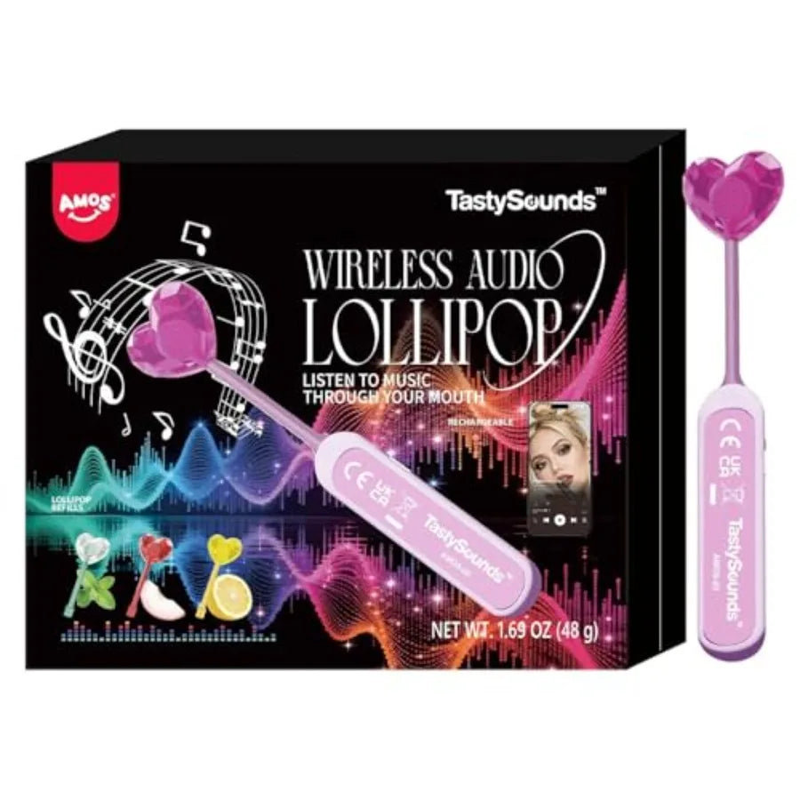 TastySounds Audio Music Lollipop Gift Set - Bone Conduction Music Lollipop with Elevating Box 4 Flavors Mint Peach Sea Salt Lem