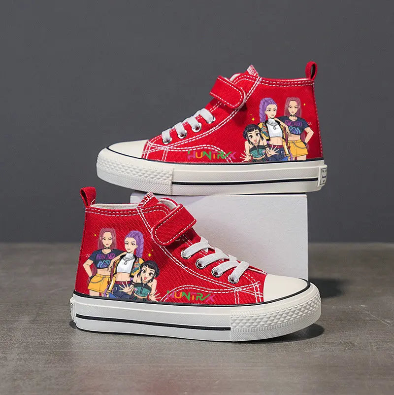 Kpop Demon Hunter Children's Canvas Shoes Girls Sneakers Breathable sports shoes Student outdoor running tennis shoes 25-36