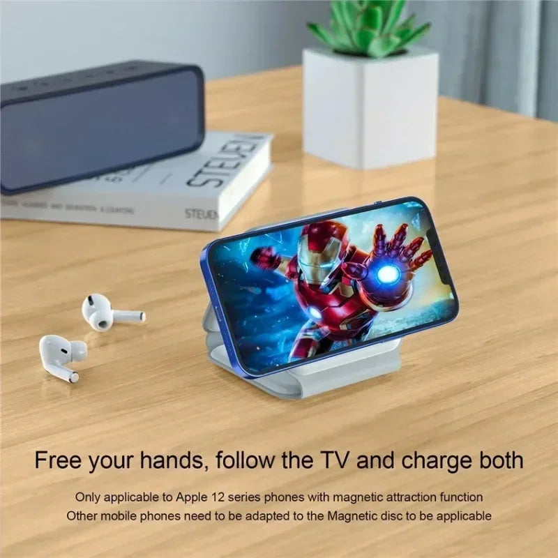 3 in 1 Portable Magnetic Wireless Charger Fast Charging Dock Station Foldable Stand Trip Charger For iPhone Apple Watch AirPods