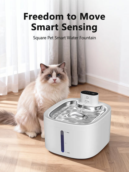 Wireless Cat Water Fountain 3.5L Pet Water Dispenser 4000mAh Long Lasting Battery Life Stainless Steel Pallet and Motion Sensing