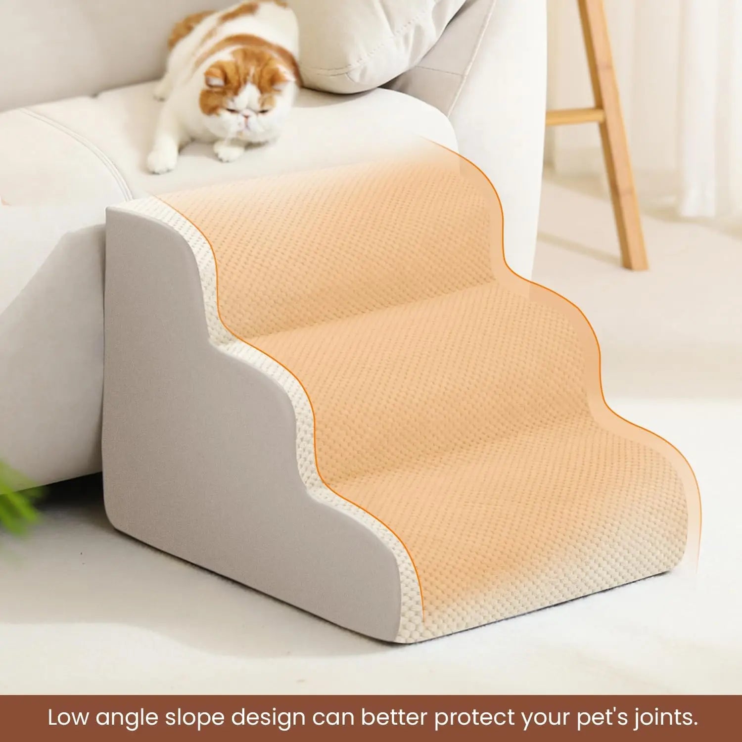 Dog Stairs & Ramp - High-Density Foam Pet Steps, Extra-Wide Non-Slip Orthopedic Dog Ladder with Soft Foam Padding