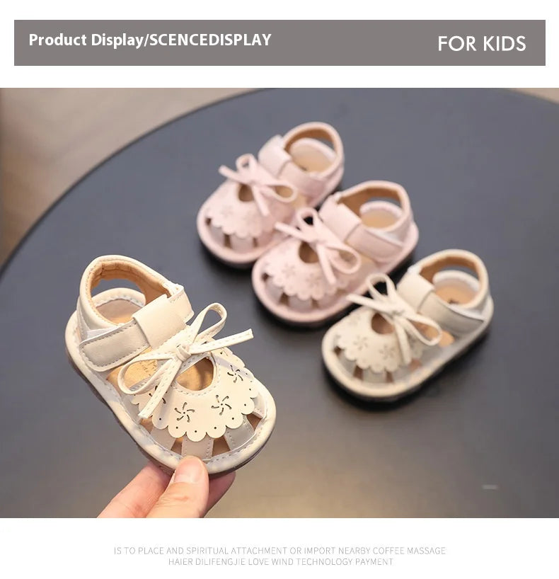 Baby Walking Shoes Package Head Call Sandals Soft Bottom Non-slip Hollow Breathable Casual Shoes 0-2 Years Old Princess Shoes