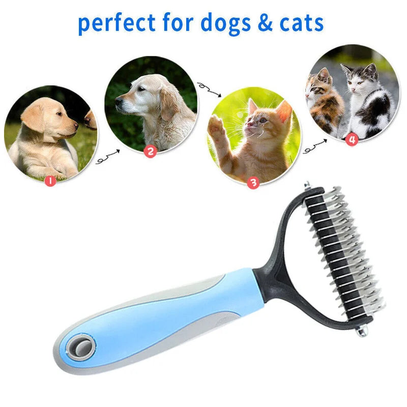Professional Pet Grooming Tool 2 Sided Undercoat Dog Cat Shedding Comb Brush Pet