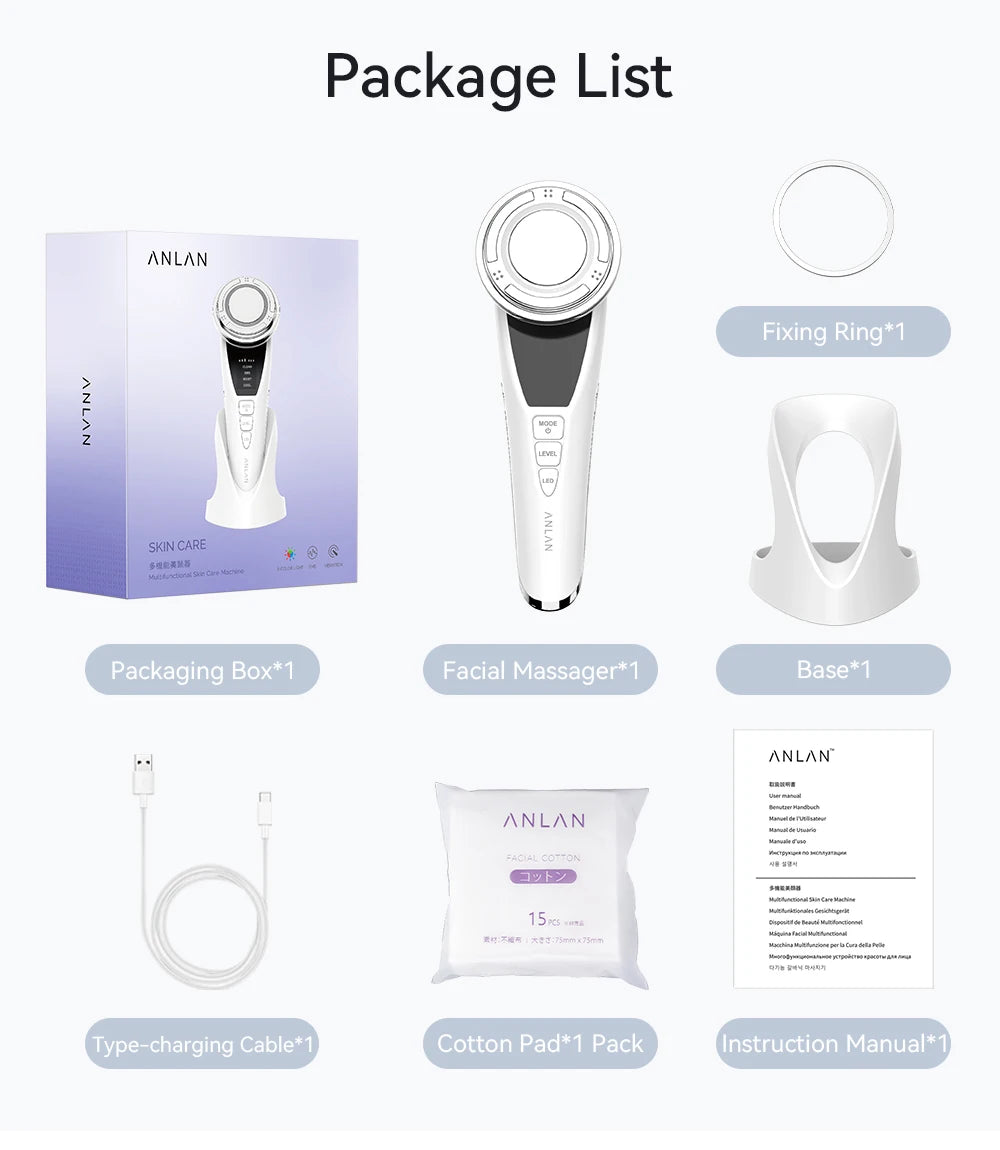 ANLAN EMS Facial Massager Pro Face Lifting Skin Rejuvenation Cold Hot Compress Deep Cleaning Anti-aging Skincare Beauty Device