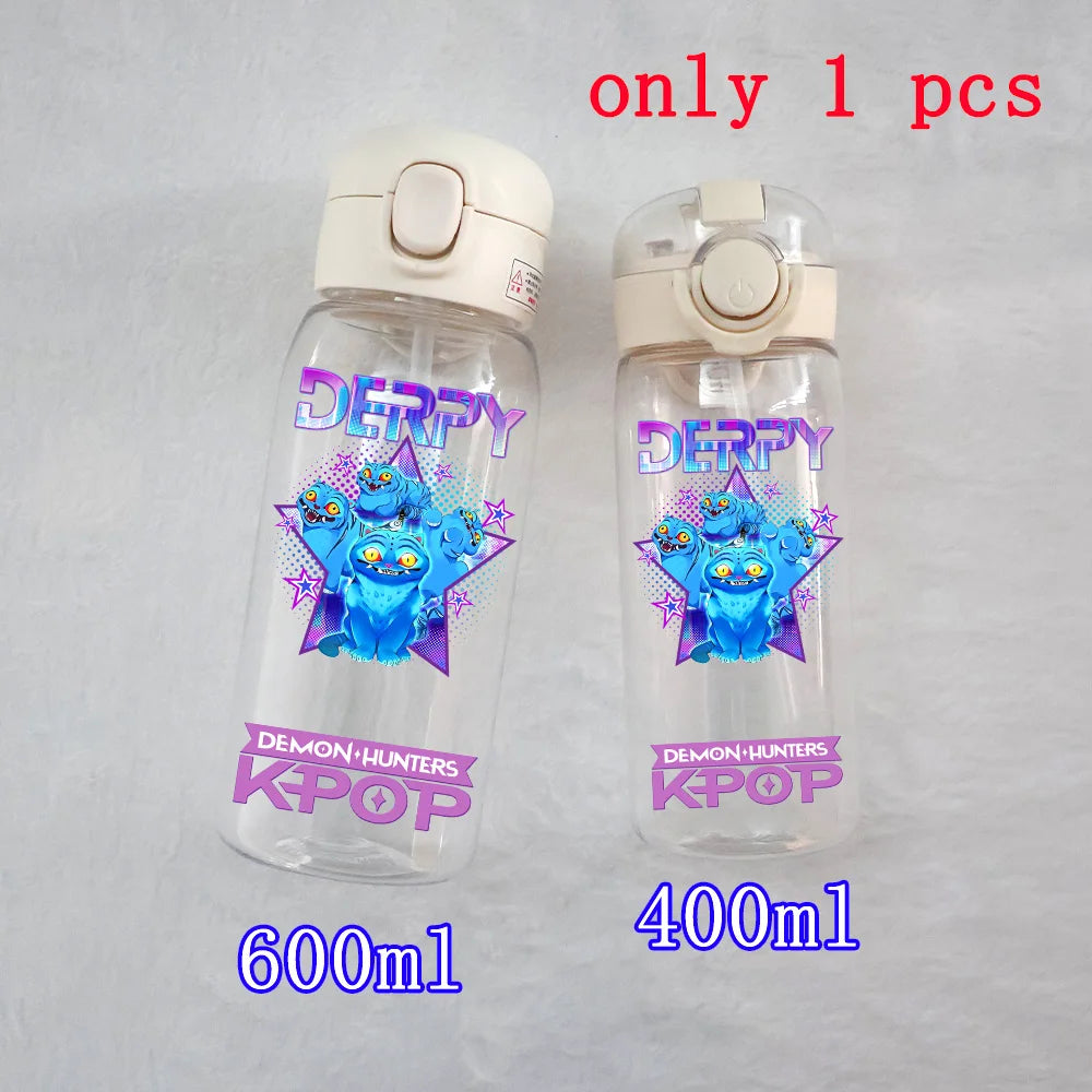 400ML-600ML Animated Movie K-Pop: Demon Hunters HUNTR/X Plastic Large Capacity Water Cup Bottle Gourde Drinking Bottle Gifts