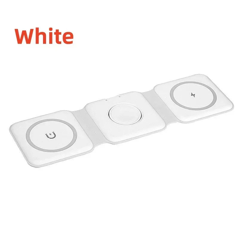 3 in 1 Portable Magnetic Wireless Charger Fast Charging Dock Station Foldable Stand Trip Charger For iPhone Apple Watch AirPods