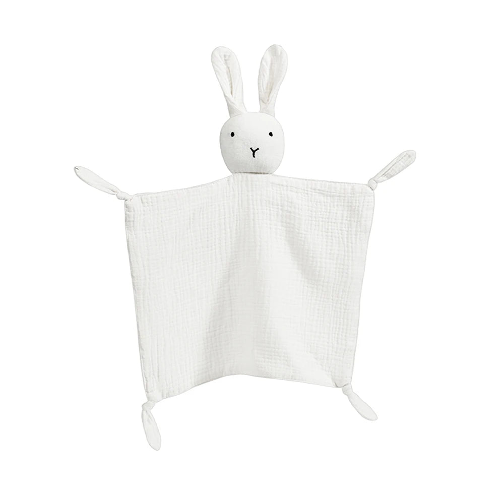 Soft I YAN baby cotton muslin comforter blanket with sleeping doll and bibs, ideal for newborns and kids' soothing sleep toy