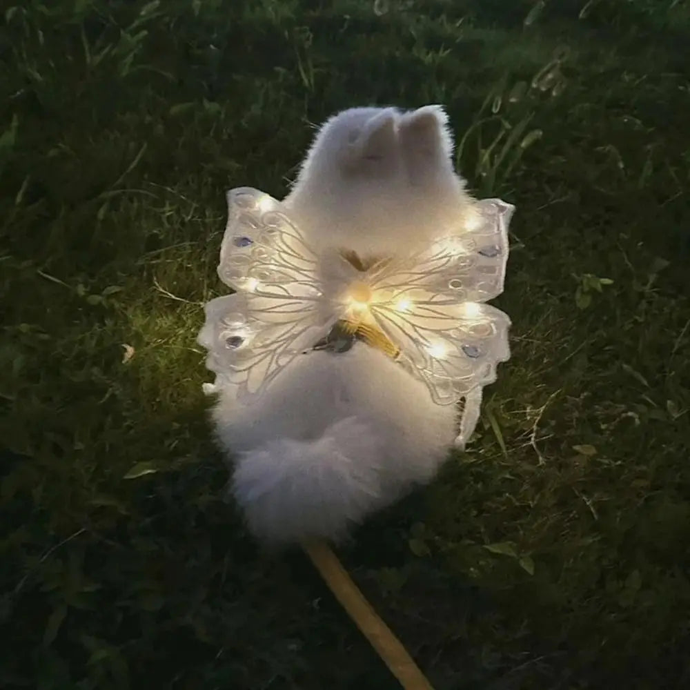 I YAN butterfly wings pet costume for dogs and cats, back decoration with colorful butterfly wing design, perfect for costumes and dress-up.