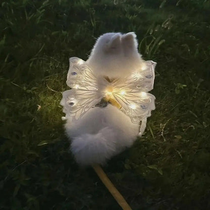 I YAN butterfly wings pet costume for dogs and cats, back decoration with colorful butterfly wing design, perfect for costumes and dress-up.