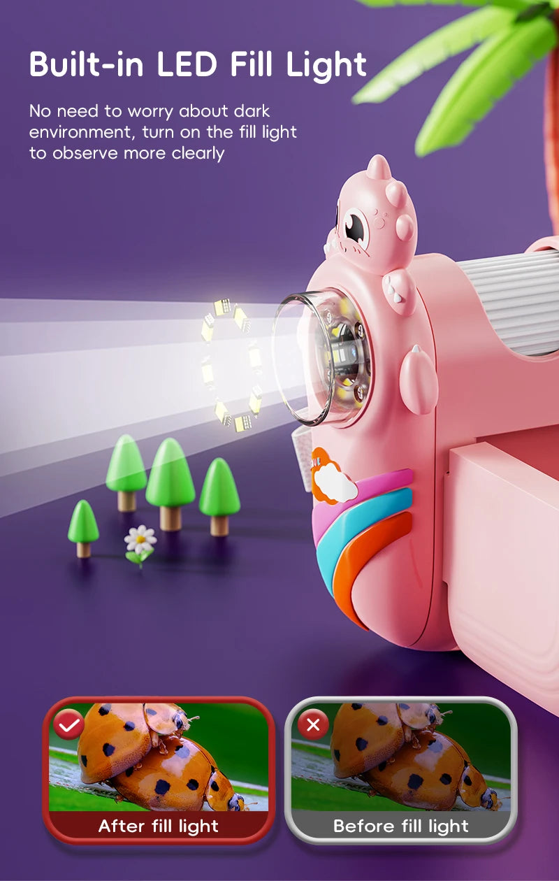 Kids Microscope 8 LED Light 1000x Magnifying Handheld Digital Microscope Adjustable Focus Telescope for Christmas Birthday Gift