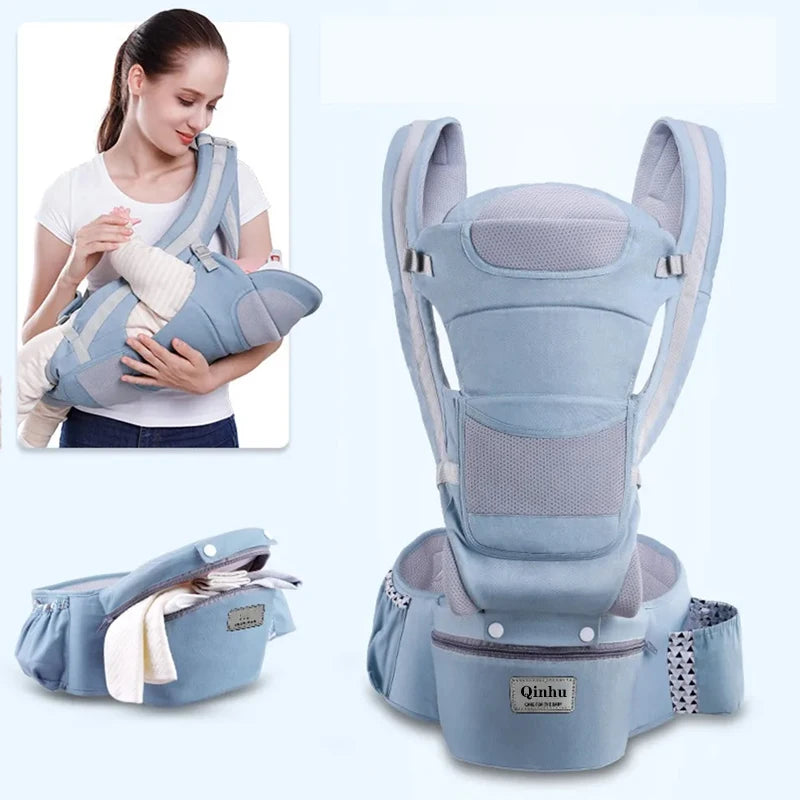 Newborn Ergonomic Baby Carrier Backpack with Hip Seat – Front Facing Kangaroo Wrap for Travel - I YAN
