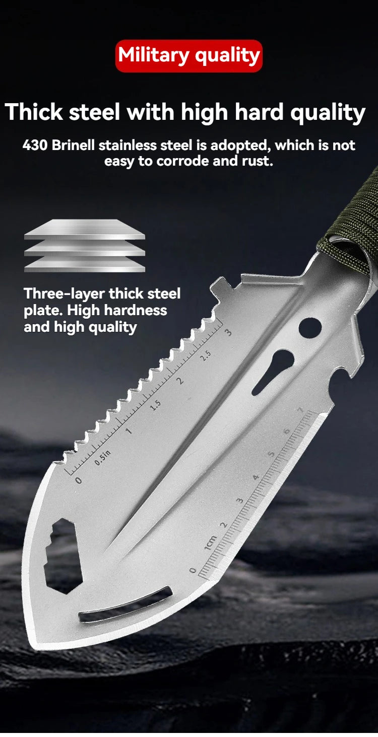 NEW Camping Portable Engineer Shovel, Field Survival Tools, Outdoor Stainless Steel Multi-functional Small Tactical Hand Shovel