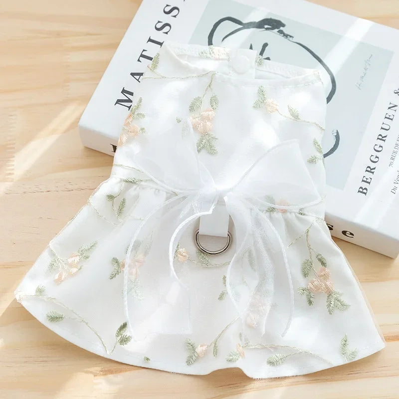 Dog Summer Dress for Small Dog Clothes Fashion Print Puppy Princess Skirt Sweet Bow Cat Dress Pet Costumes Chihuahua Dog Clothes