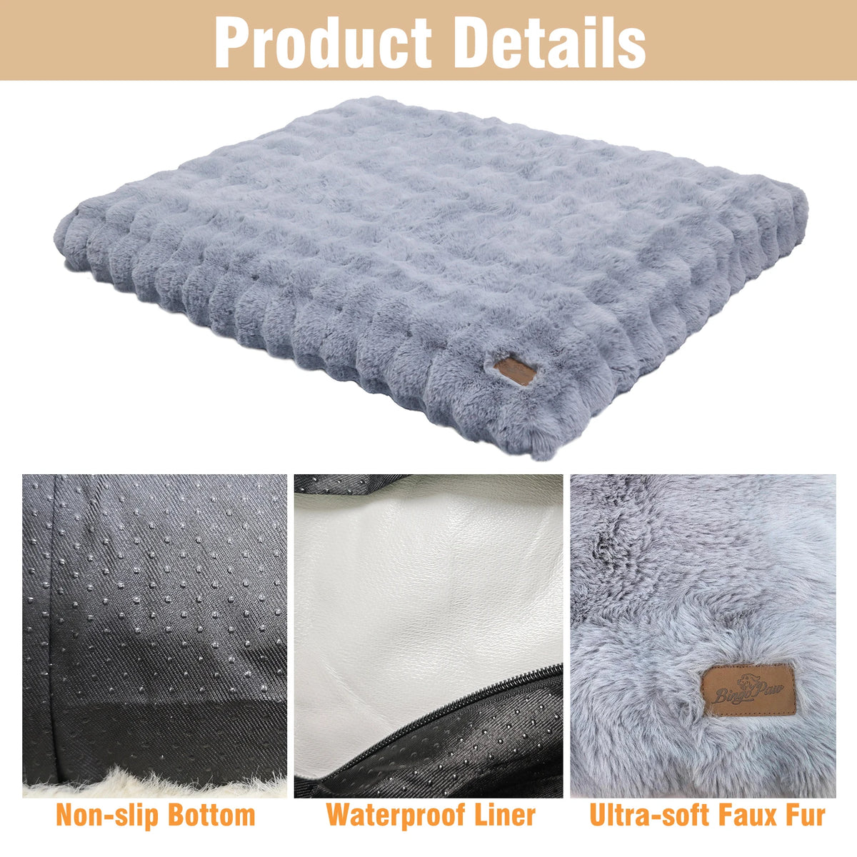 Large I YAN Ultra Plush Dog Bed with soft, washable cushion for large dogs, puppies, and crates, providing cozy comfort.