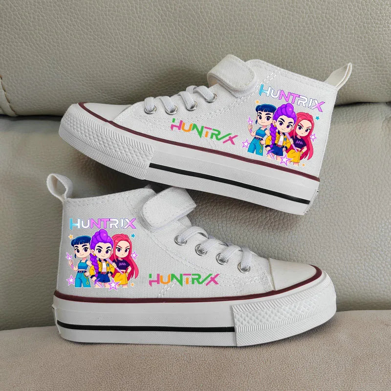 Children Casual Sneakers Girls' High-Top Canvas Shoes KPop Demon Hunters New Student Running Kids basket Shoes Rumi Tennis Shoes
