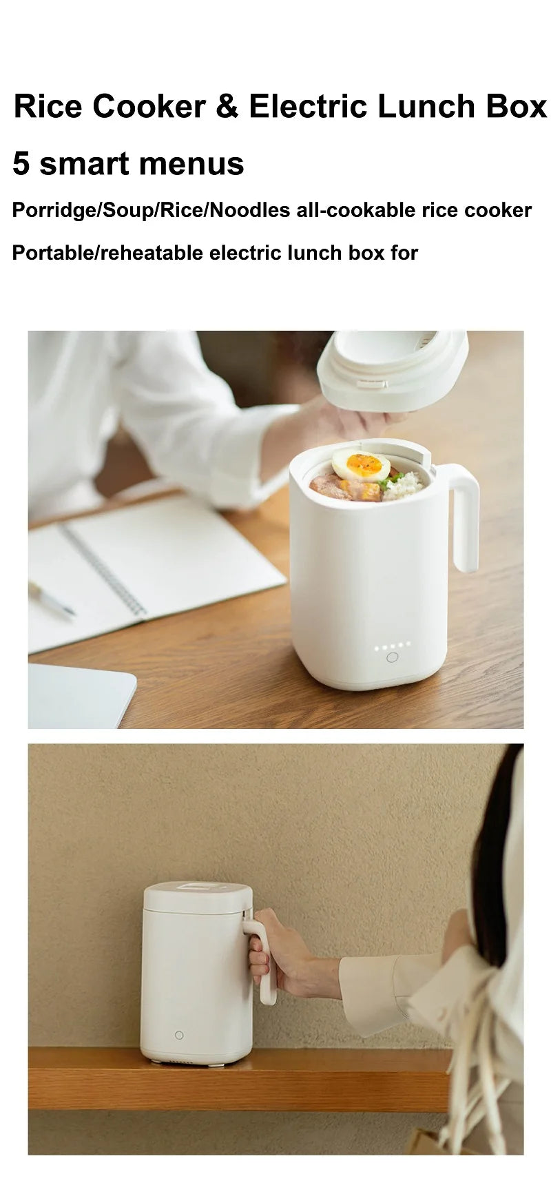 800ml Mini Electric Lunch Box Multi-functional Ceramic Non-stick Fast Rice Cooker Portable Automatic Keep Warm Rice Cooker 220V