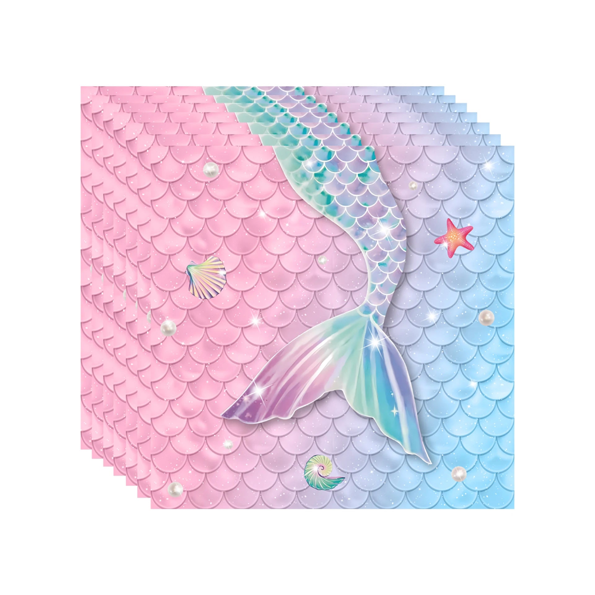 Mermaid Themed Party Disposable Tableware Little Mermaid Tail Paper Plates Cups Napkins Banner Birthday Party Decoration Supplie