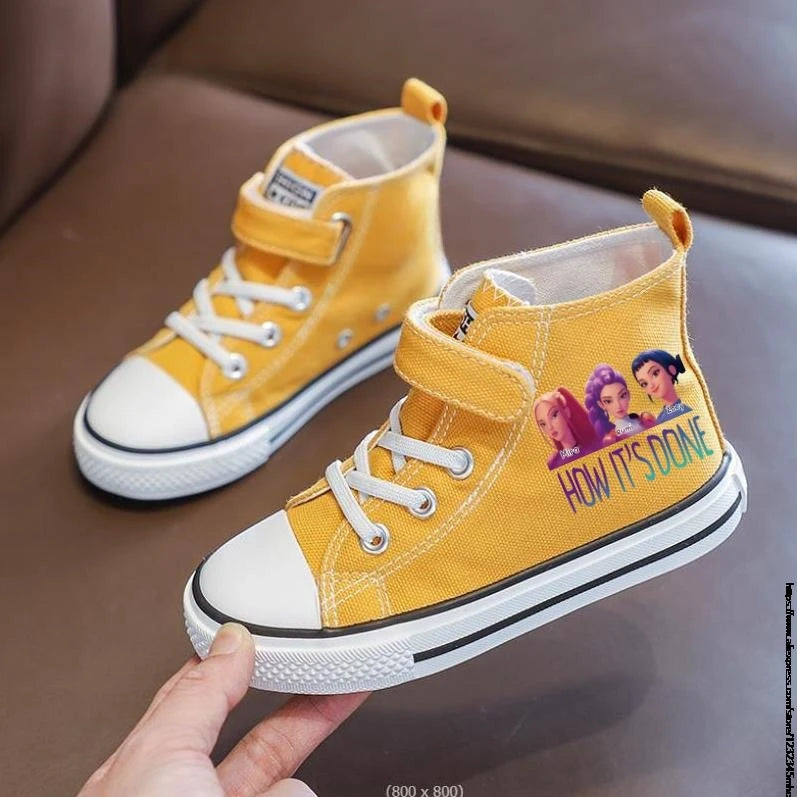 New Kpop Demon Hunter Children's Canvas Shoes Kids Sneakers Boys Girls Fashion Canvas Shoe Cartoon Print Breathable Casual Shoes