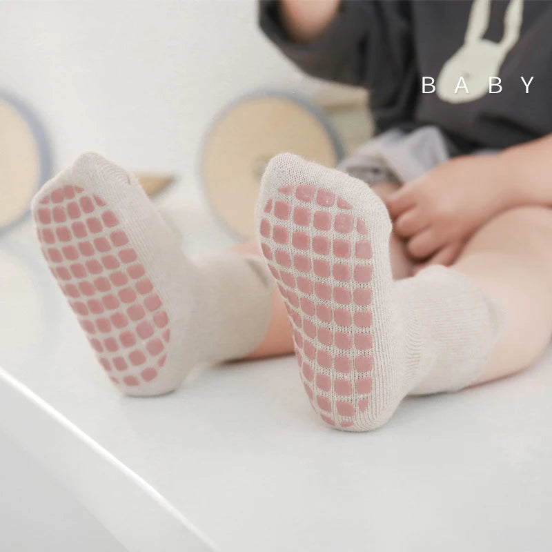 3 Pairs Cartoon Kids Infant Baby Anti-Slip Socks for Girls and Boys 4 Seasons Cotton Unisex Playground Floor Stockings