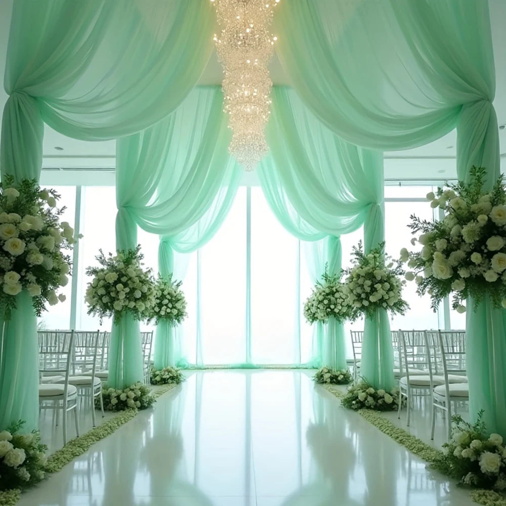 Mesh Gauze Backdrop Curtain Parties Wrinkle Free Photo Curtains Backdrop Drapes Fabric Decoration for Birthday Party Wedding