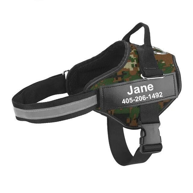 Adjustable I YAN reflective dog harness with breathable no-pull vest for small and large dogs, shown on a medium-sized dog.