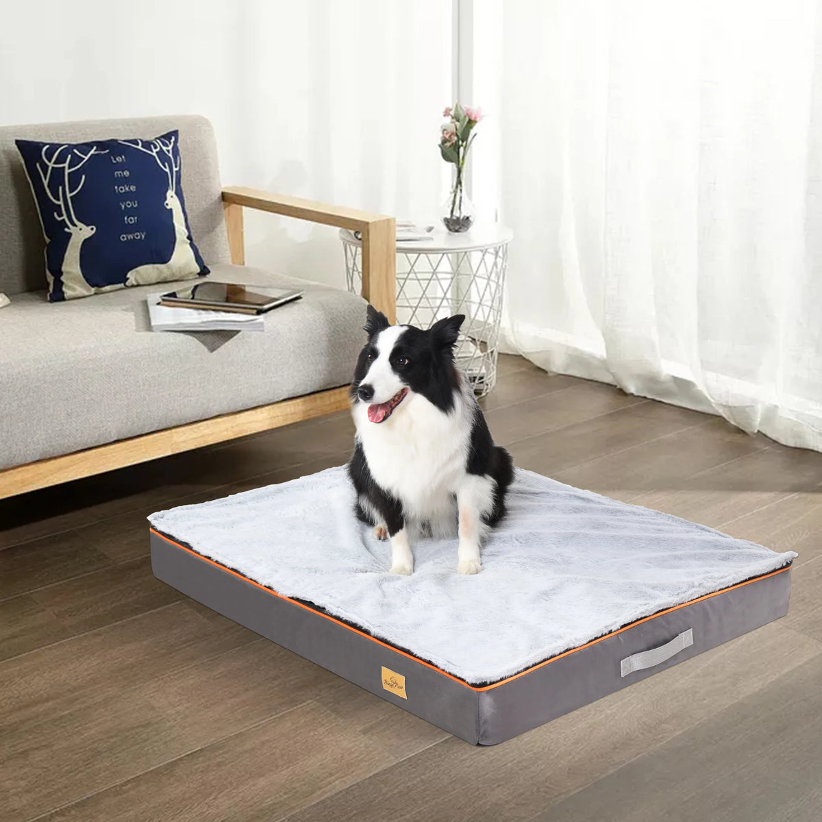 Large I YAN orthopedic dog bed with padded foam cushion and washable cover, featuring a cozy pet pillow and soft fabric.