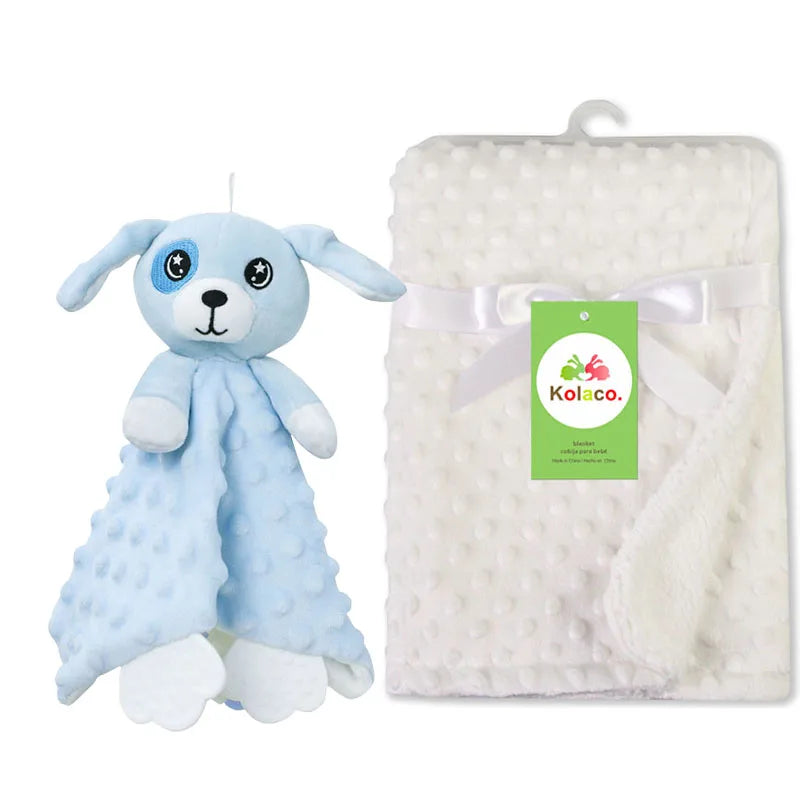 Soft I YAN personalized baby blanket with minky dot design, featuring custom name and versatile 2-in-1 blanket and lovey set for boys and girls.