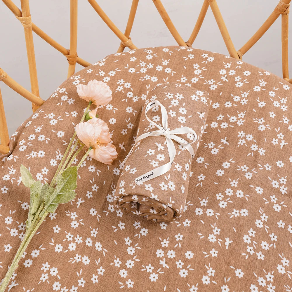 Elinfant Baby Muslin Swaddle Blanket 120x110cm Bamboo Cotton – SGS/CPSIA Certified Soft Print Wrap for Newborns - I YAN
