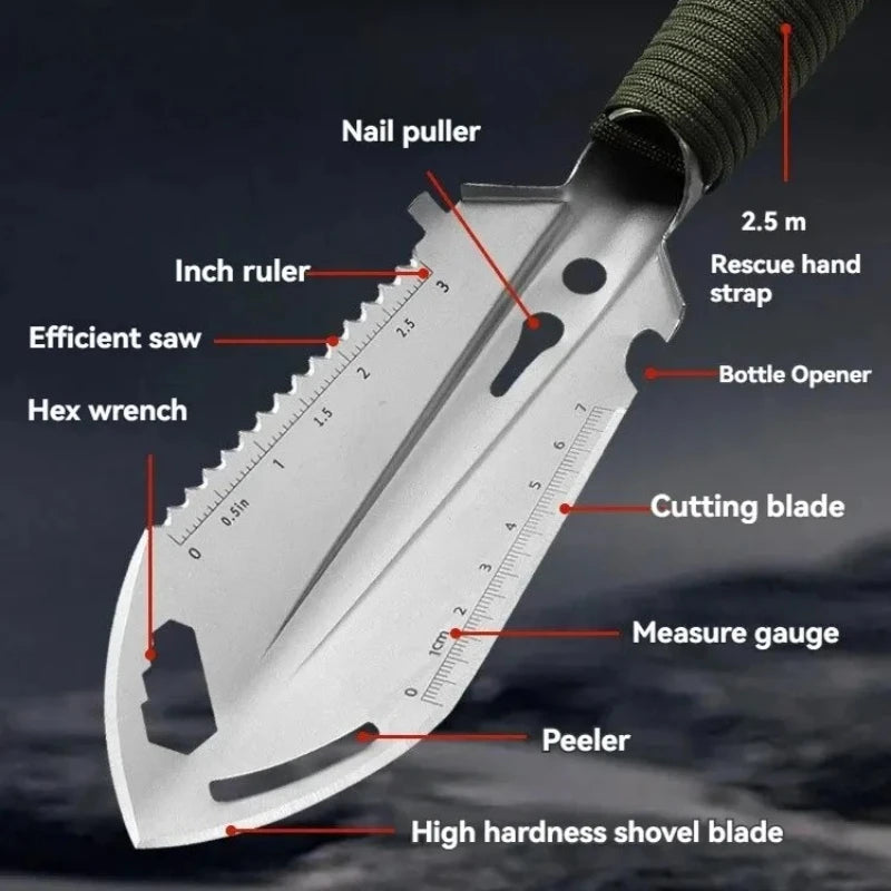 NEW Camping Portable Engineer Shovel, Field Survival Tools, Outdoor Stainless Steel Multi-functional Small Tactical Hand Shovel
