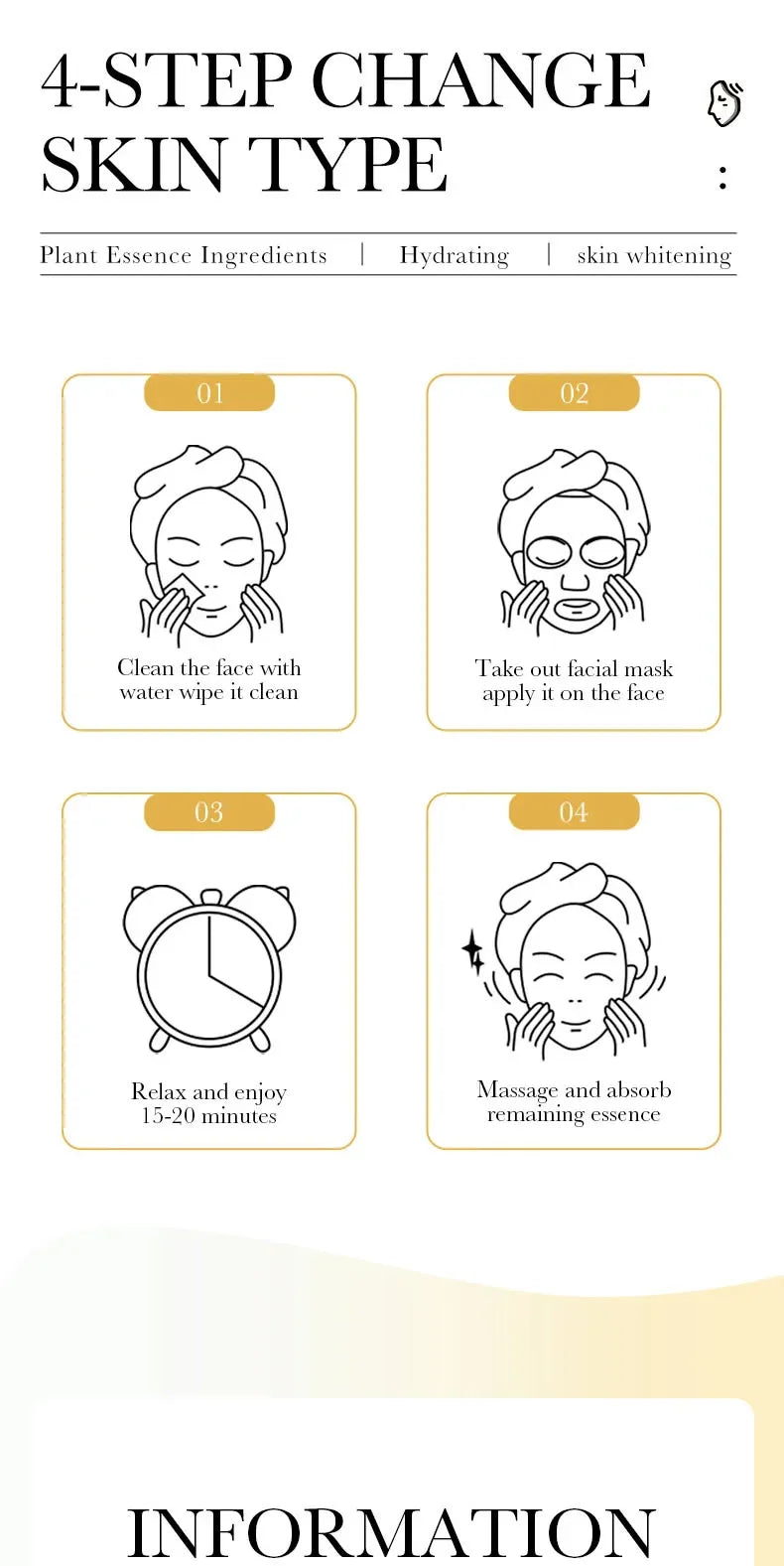 30/15pcs SADOER 24K Gold Vitamin C Hyaluronic Acid Facial Masks Face Moisturizing Firming Hydrating Face Mask Facial Skin Care