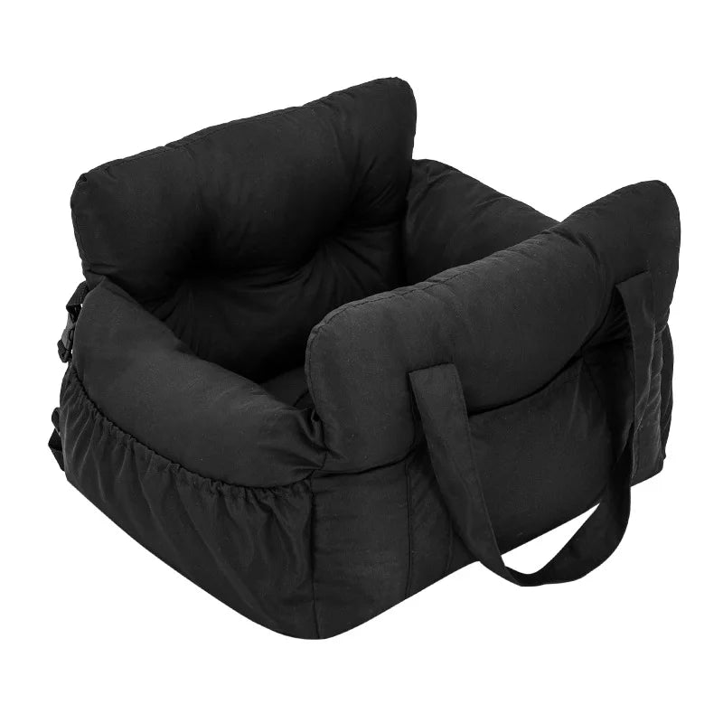 Dog car seat with safety belt by I YAN, non-slip travel carrier designed for small dogs, ensuring safety and comfort during car rides.