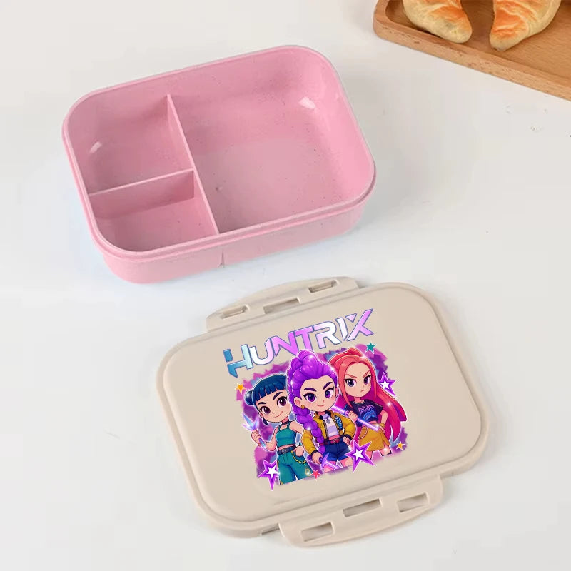 I YAN Demon Hunters anime lunch box with colorful design, large capacity food storage container for kids' school and picnic use