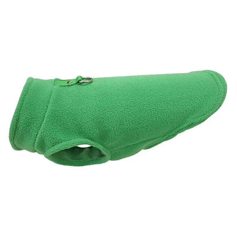 I YAN warm fleece dog jacket vest with D-ring, suitable for small dogs and cats, featuring a cozy coat for French Bulldogs and Chihuahuas.