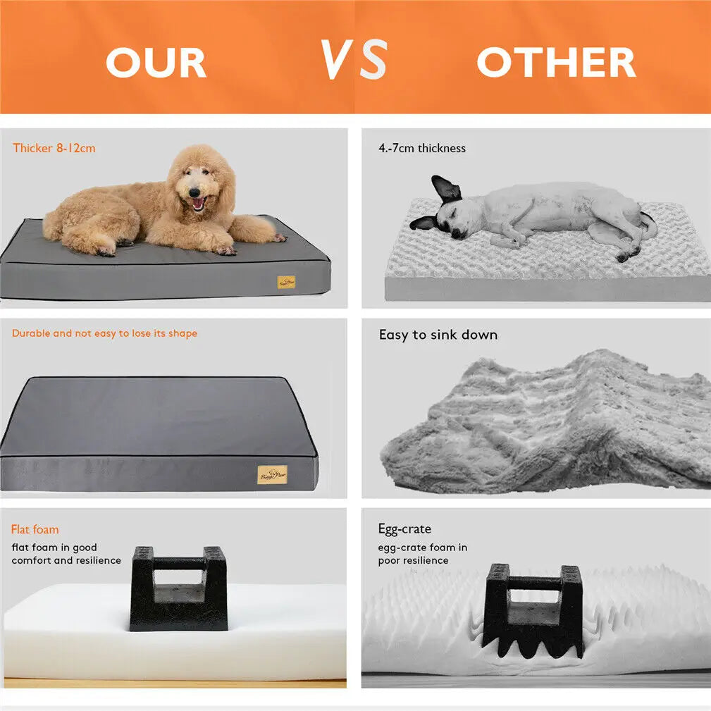Large I YAN orthopedic dog bed with memory foam base, washable cover, waterproof design, plush cushion for pets' comfort.