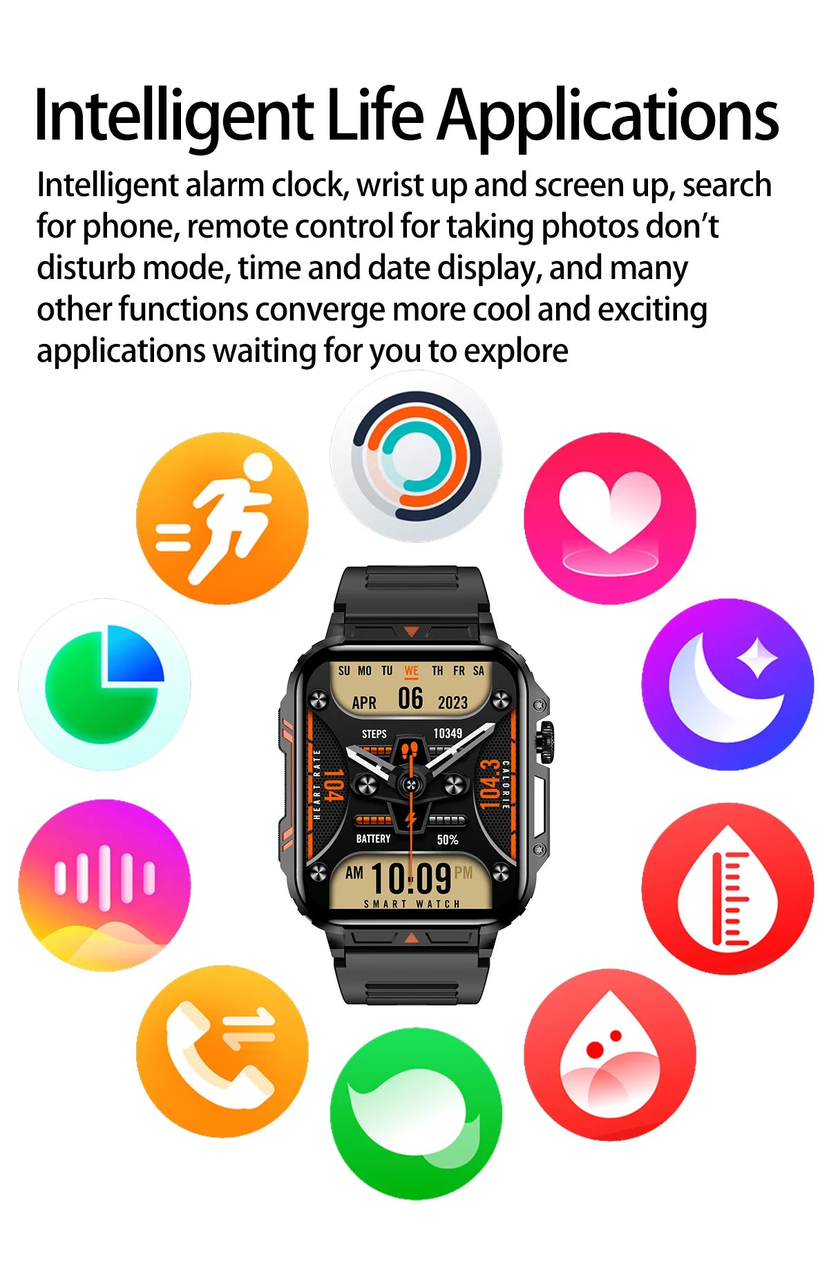 Military Men Smart Watch Health Monitor Wireless Call Smartwatch Fitness IP68 Waterproof Sports Watches for Women Android 2025