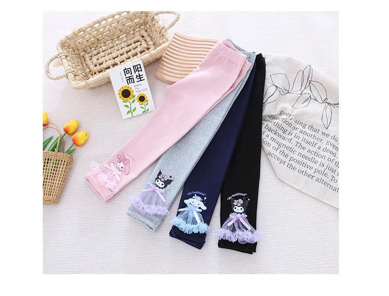 Spring Girls Leggings Cotton Trousers Kids Pants Girls Pants Skinny Print Cartoon Pattern Children Leggings Trousers