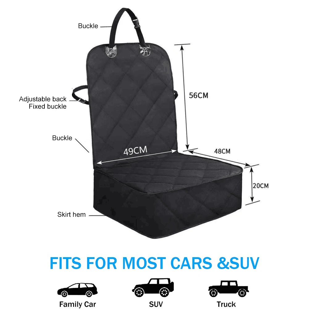Waterproof I YAN pet dog carrier car seat cover with non-slip backing, protecting rear car seats during travel for cats and dogs.