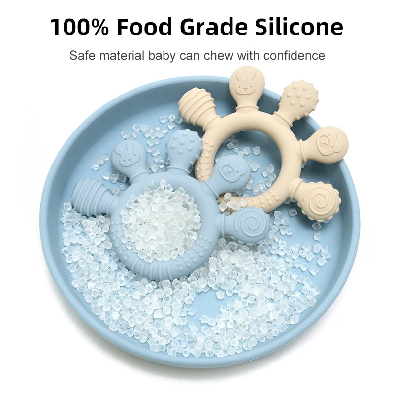 Baby Silicone Ring Teether – BPA-Free Sensory Chew Toy for Teething Relief (0–12 Months) - I YAN