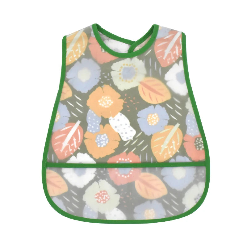 2023New Cartoon Pattern EVA Waterproof Pocket Lunch Feeding Bibs Adjustable Baby Bibs Cute Children Baby Apron Kids Burp Cloths